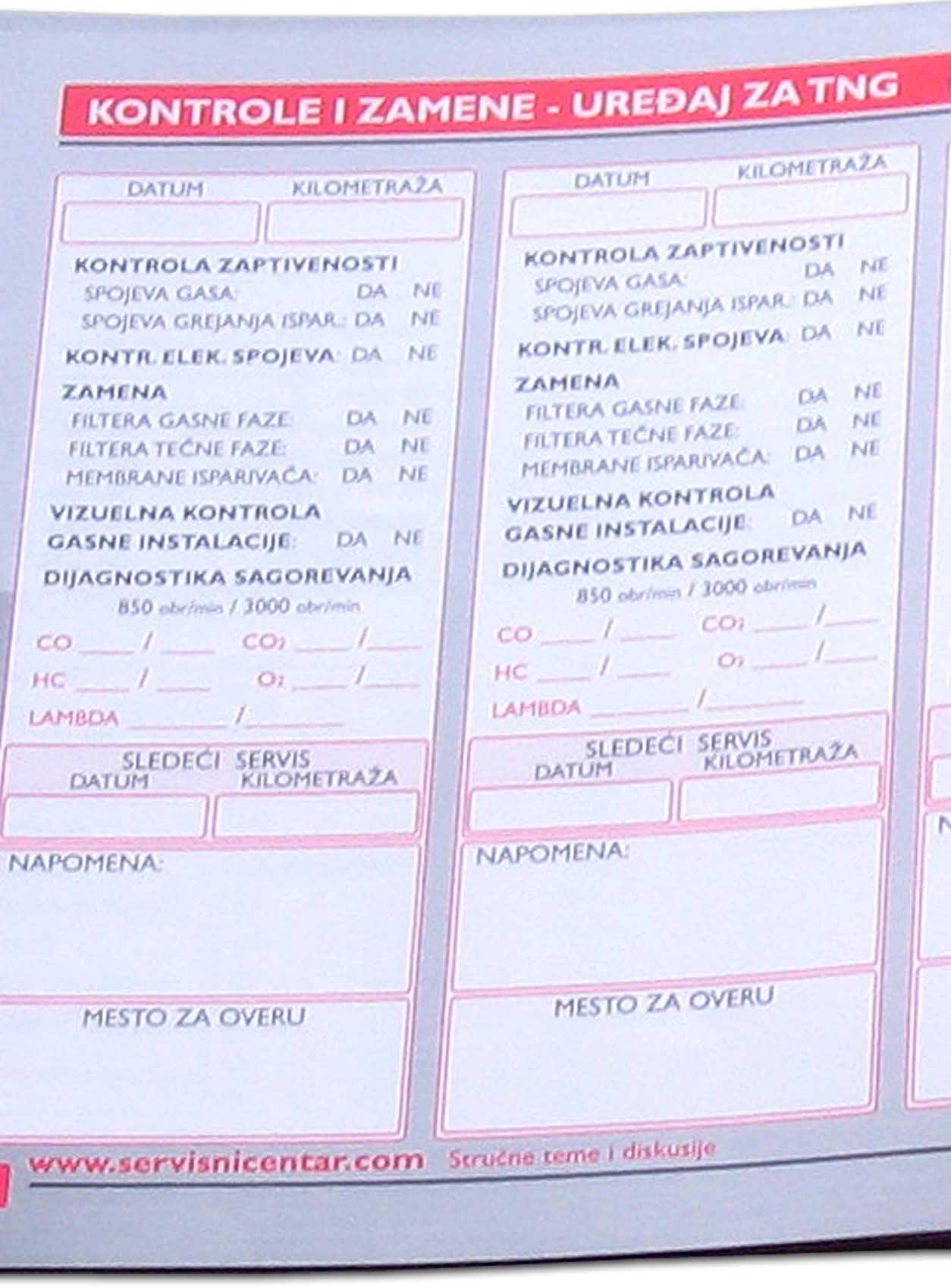 Kontrole i zamene - uređaj za TNG