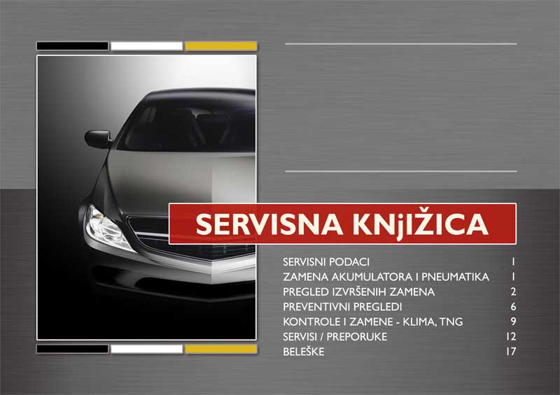 Naslovna strana servisne knjižice